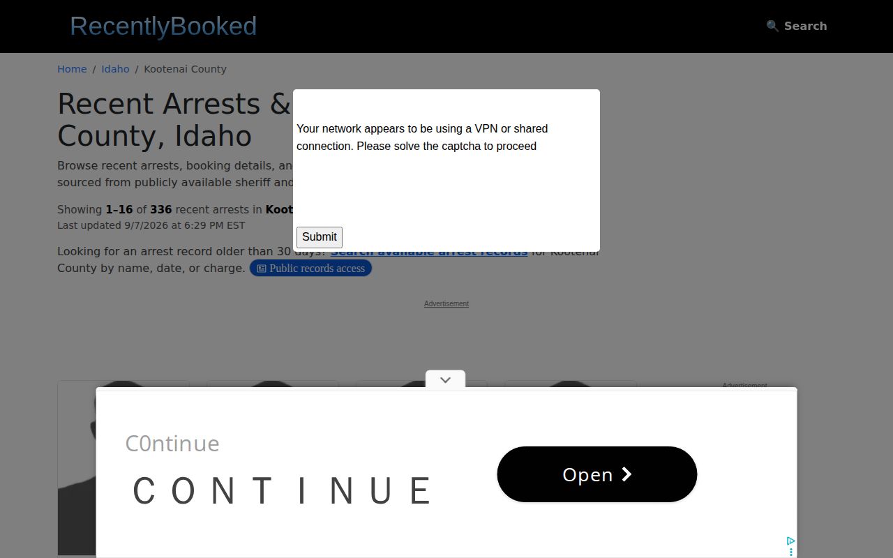 Unofficial Kootenai County arrest listing